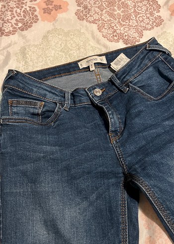 Gri Bağlamalı Kadın Midi Boy Denim Pantolon - Görsel 2