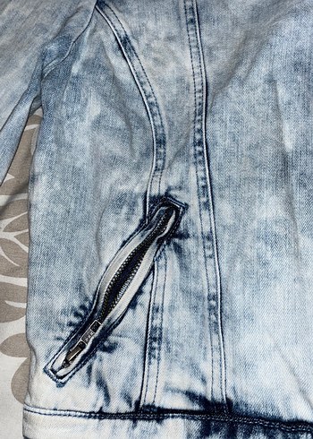 Diğer Kadın Gri Mavi Tie-Dye Denim Ceket