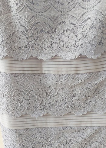 Dantel Detaylı Mavi Klasik Kadın Elbise - Görsel 2