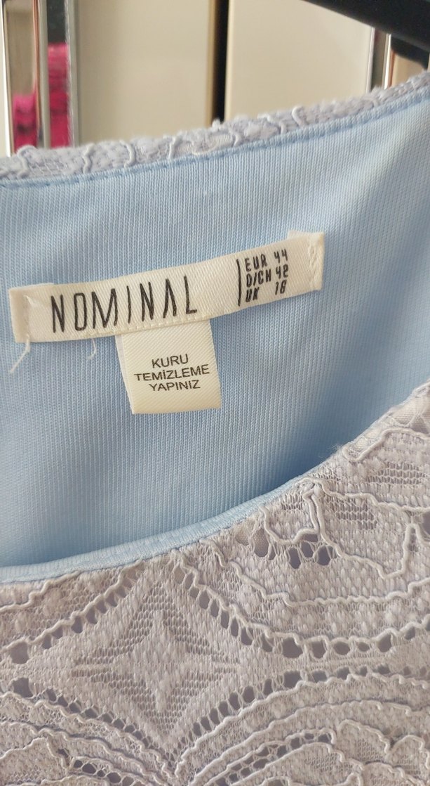 Dantel Detaylı Mavi Klasik Kadın Elbise - Görsel 3