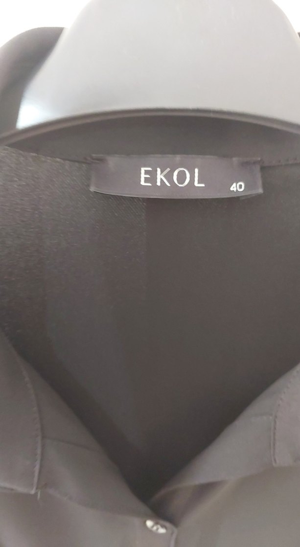 Siyah Midi Gömlek Elbise, Kemerli, Uzun Kollu - Görsel 3