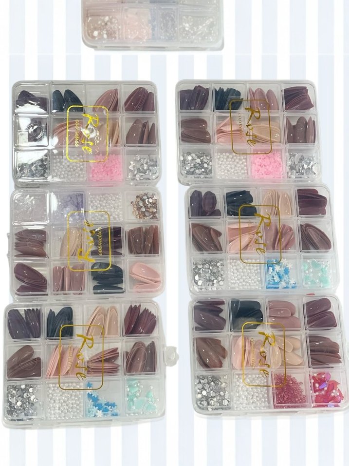 Pastel Renkli Çoklu Tırnak Süslemeleri 96 Adet 8 Renk - Görsel 2