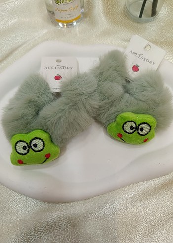 Kız Çocuk yeşil kurbağa toka 1 adet - Görsel 2