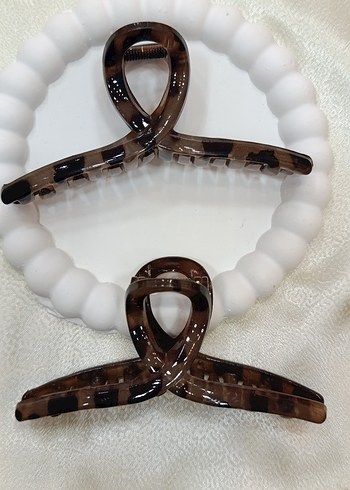 Kahverengi Elastik Plastik Saç Tokası leopar Mandal - Görsel 2