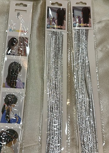 Gri Püsküllü Avant-Garde Saç Aksesuarı Gümüş Saç ipi tinsel - Görsel 2