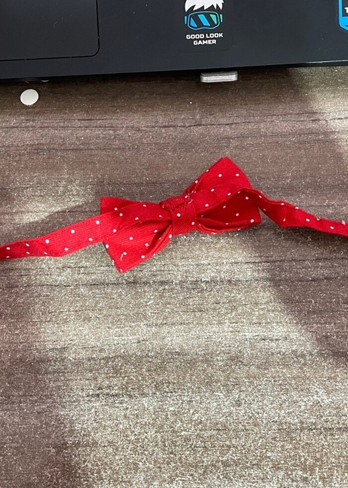 Kırmızı puantiyeli papyon - Görsel 2