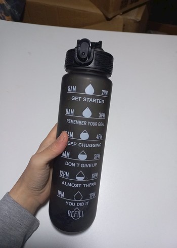 Zaman İşaretleyicili 1L Spor Su Şişesi Gri - Görsel 2