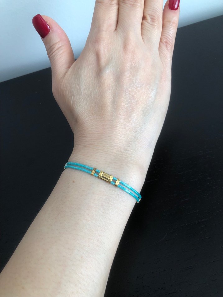 Turkuaz Boncuklu Bohem Kadın Bileklik - Görsel 3