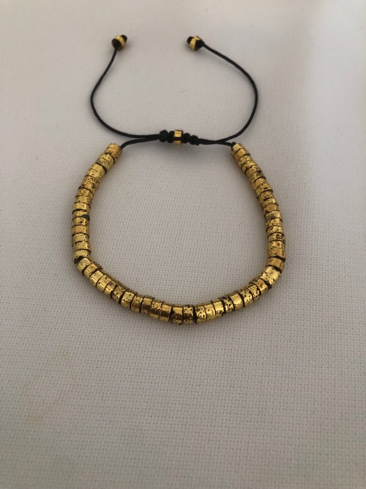 Altın Renkli Yılan Desenli Boncuk Bileklik - Görsel 2