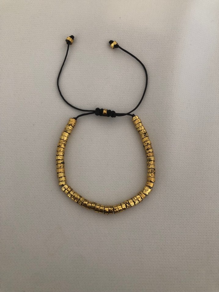 Altın Renkli Yılan Desenli Boncuk Bileklik - Görsel 3