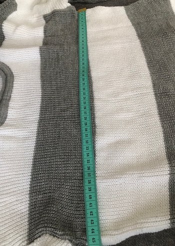 Gri Çizgili Örgü Kadın Kazak - Görsel 4