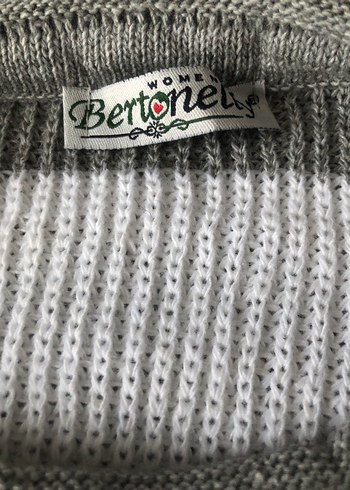 Gri Çizgili Örgü Kadın Kazak - Görsel 3