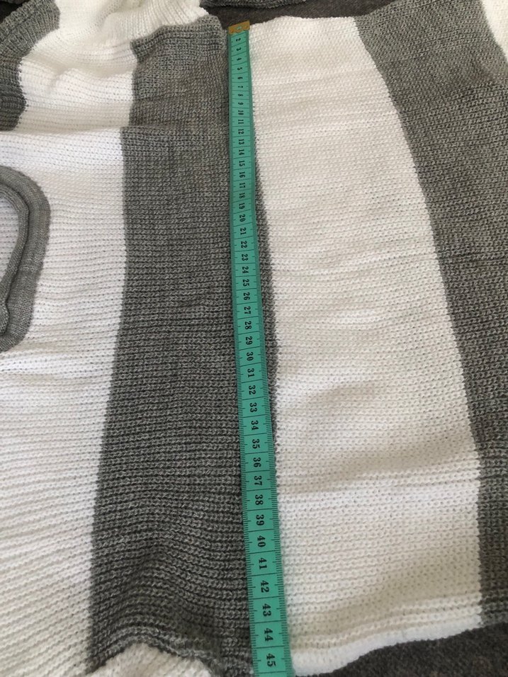 Gri Çizgili Örgü Kadın Kazak - Görsel 4