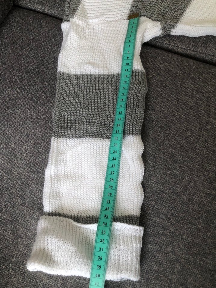 Gri Çizgili Örgü Kadın Kazak - Görsel 5