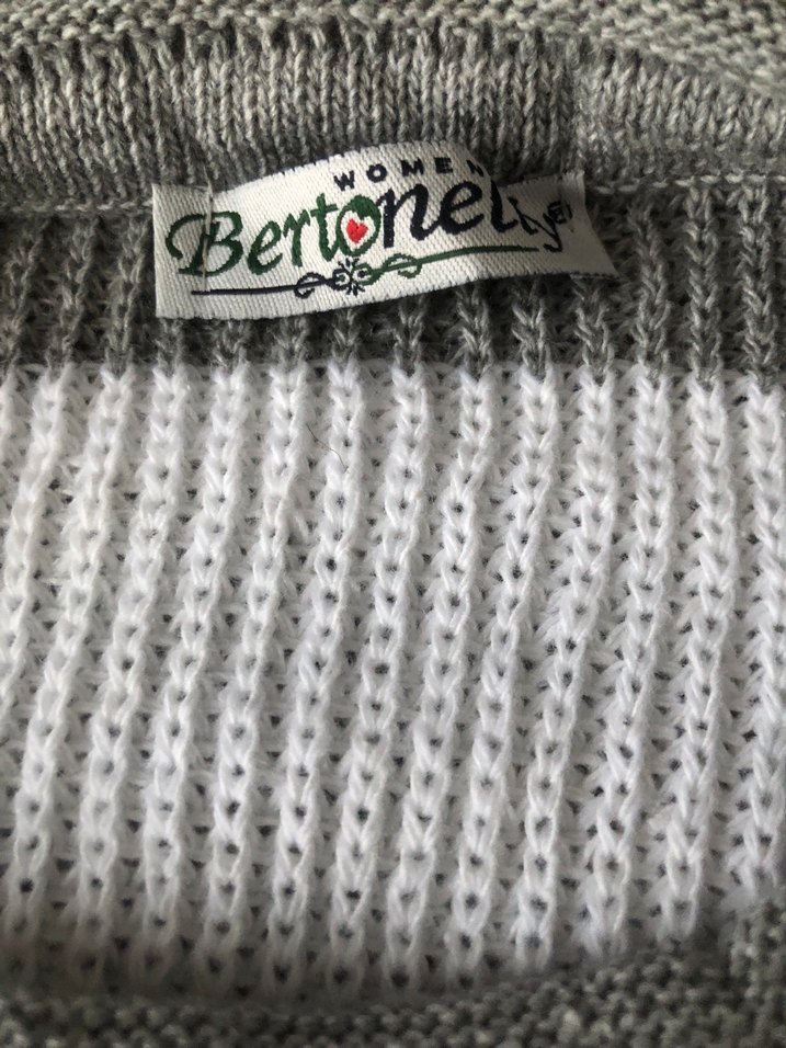 Gri Çizgili Örgü Kadın Kazak - Görsel 3