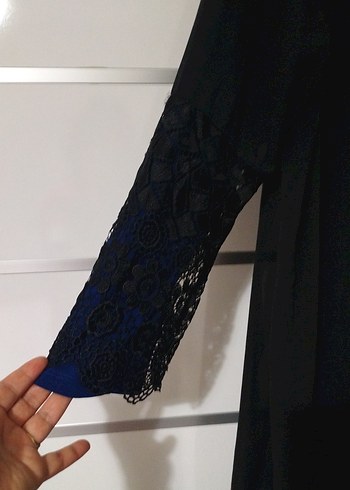 54 benden Uzun Kollu Mavi Gotik Uzun Elbise - Görsel 3