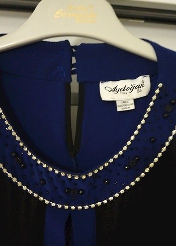 54 benden Uzun Kollu Mavi Gotik Uzun Elbise - Görsel 2