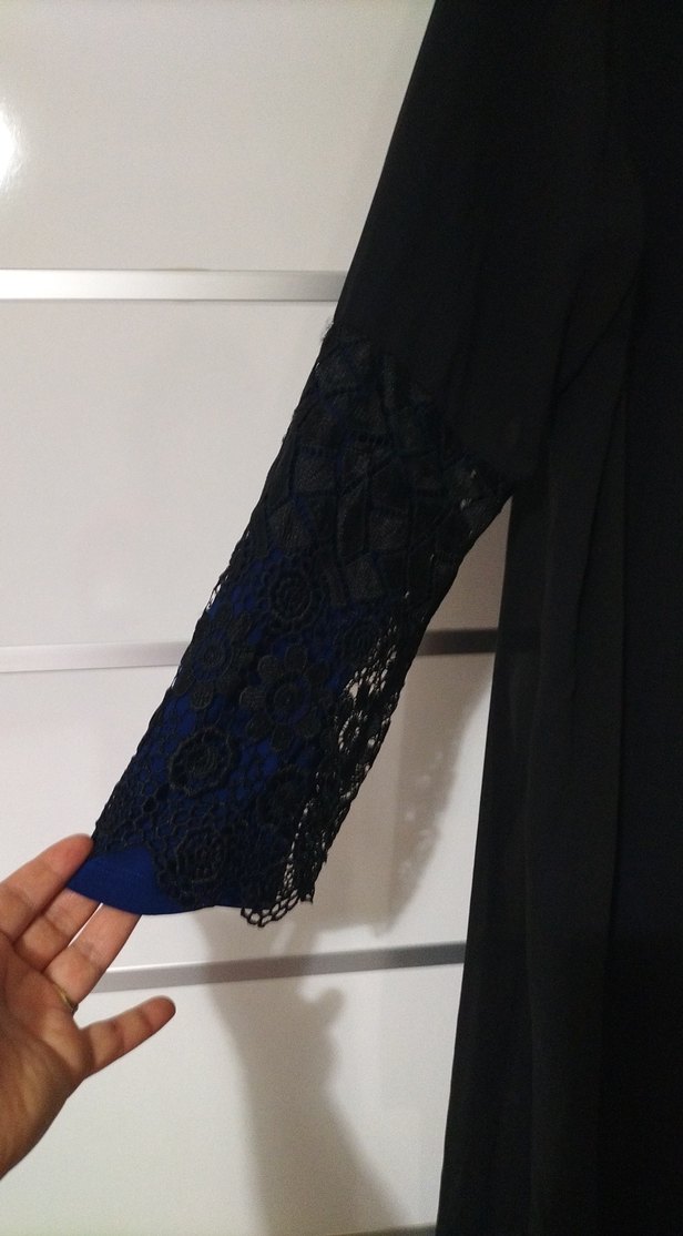 54 benden Uzun Kollu Mavi Gotik Uzun Elbise - Görsel 3