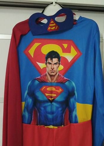 Renkli Superman Çocuk Kostümü, Uzun Kollu, Drapeli - Görsel 2