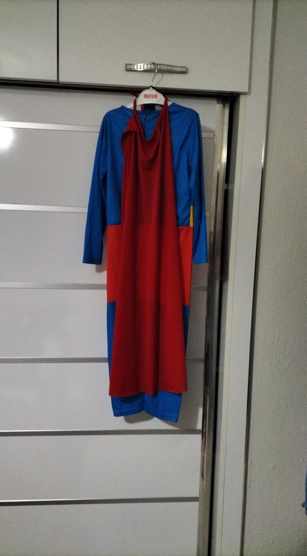 Renkli Superman Çocuk Kostümü, Uzun Kollu, Drapeli - Görsel 4