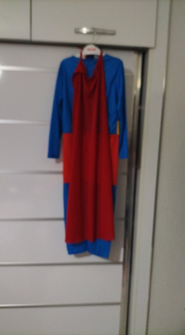 Renkli Superman Çocuk Kostümü, Uzun Kollu, Drapeli - Görsel 3