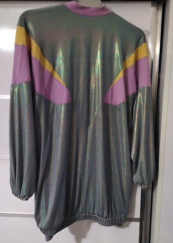 Parlak Mor Baskılı Kadın Midi Ceket hırka sıfır etiketli - Görsel 3