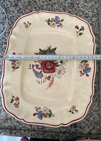 Antika 40 yıllık çiçek Desenli  Porselen Tabak FRANCE tabağı - Görsel 4