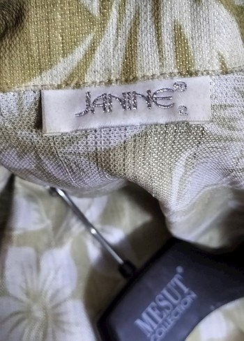 46 Beden sarı Renk keten ceketli 3lü takım