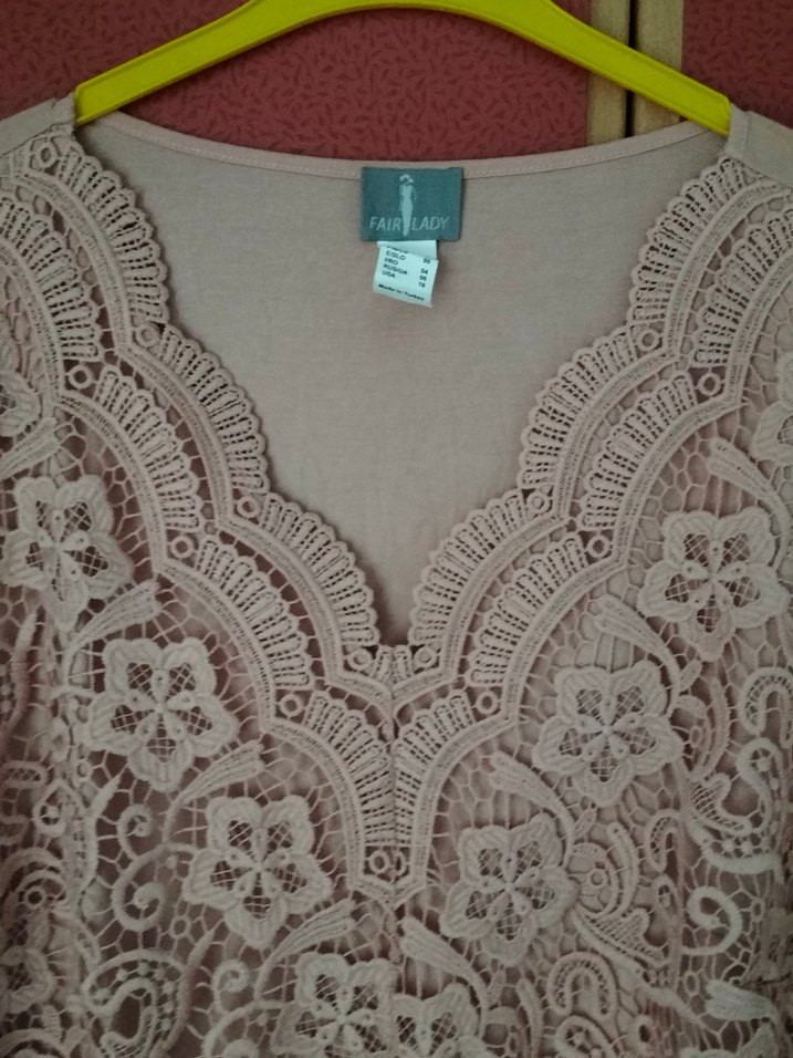 Bej Dantel Detaylı V Yaka Bohem Bluz - Görsel 2