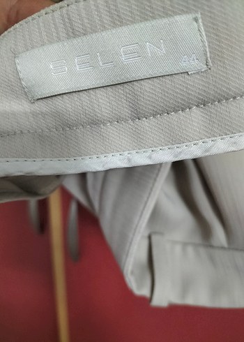 46 Beden Krem Kadın Uzun Kollu Düğmeli Blazer Ceket üçlü takım