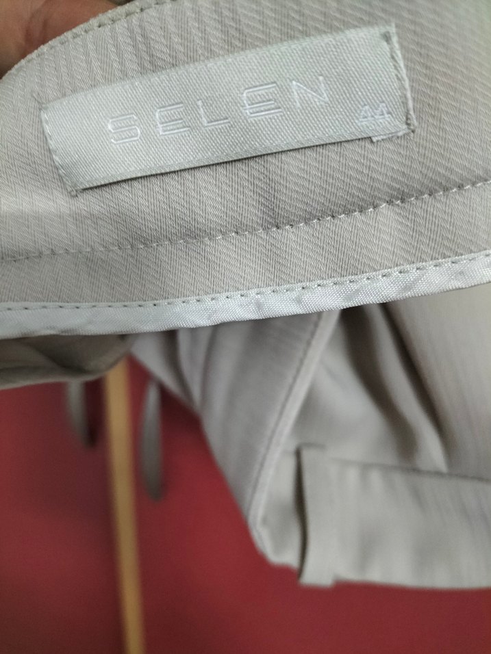 Krem Kadın Uzun Kollu Düğmeli Blazer Ceket üçlü takım - Görsel 4