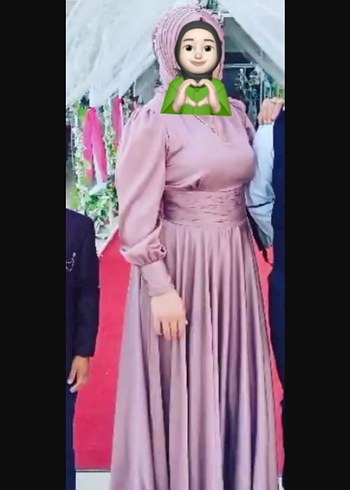 Pembe Uzun Drapeli Abiye Elbise