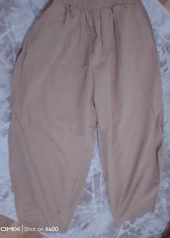 Bej Salaş Keten Kadın Pantolon şalvar tarzında rahat - Görsel 2