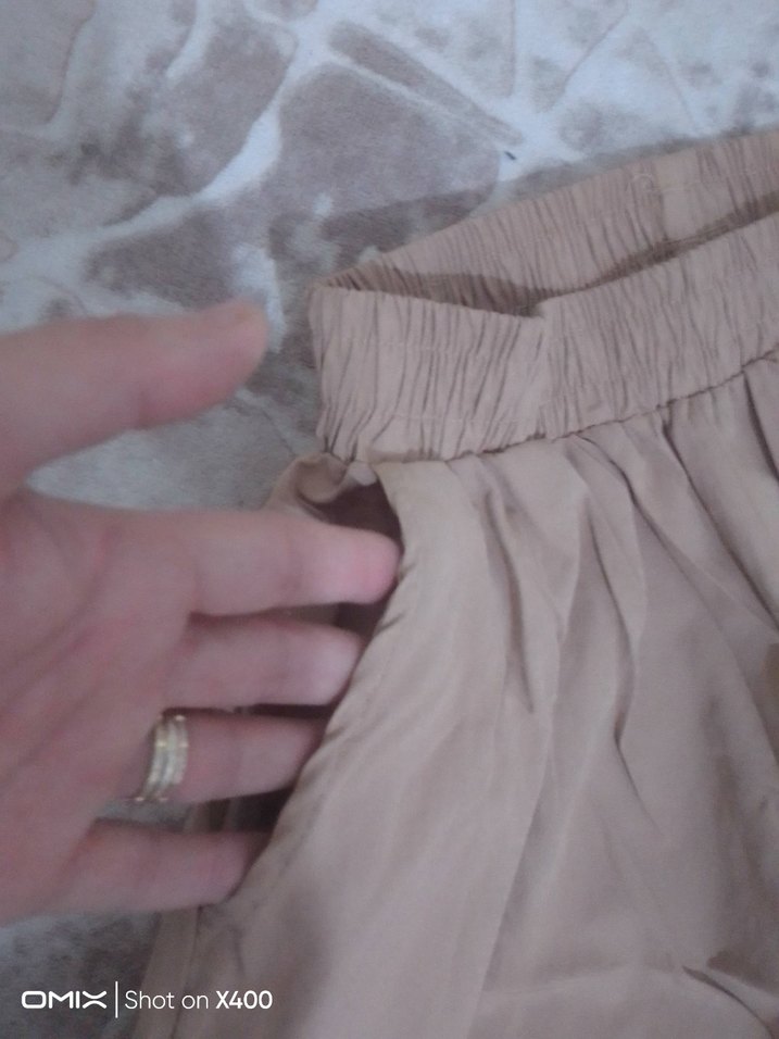 Bej Salaş Keten Kadın Pantolon şalvar tarzında rahat - Görsel 3