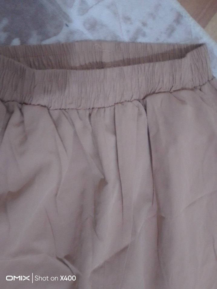 Bej Salaş Keten Kadın Pantolon şalvar tarzında rahat - Görsel 4