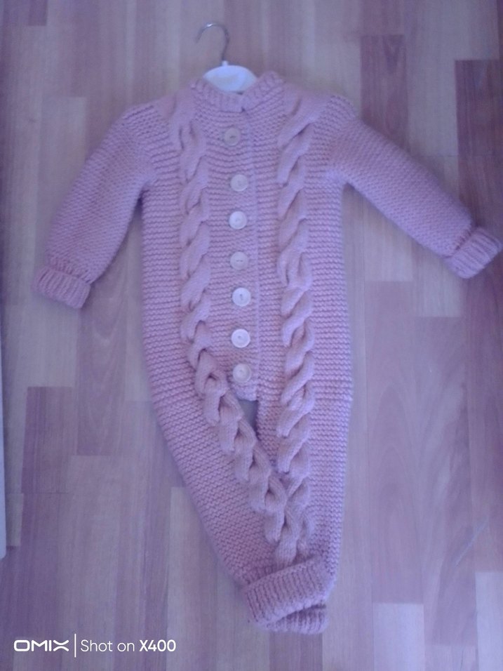 Örgü Bebek Kız Tulumu en kaliteli iple örüldü Nako - Görsel 5