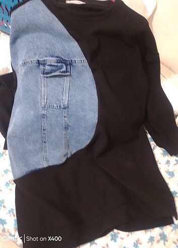 Yenidir bir defa  giydim kot detaylı spor tunik  yazlık  - Görsel 3