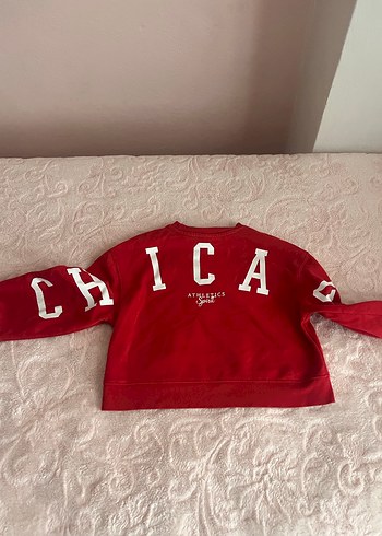 Kırmızı Kadın Baskılı Sweatshirt