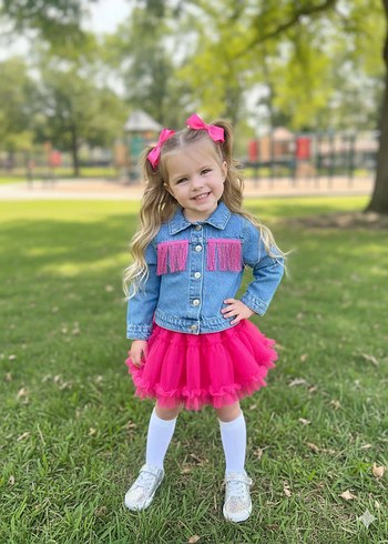 Püsküllü Kot Denim Bolero Takım/7-8 yaş - Görsel 4