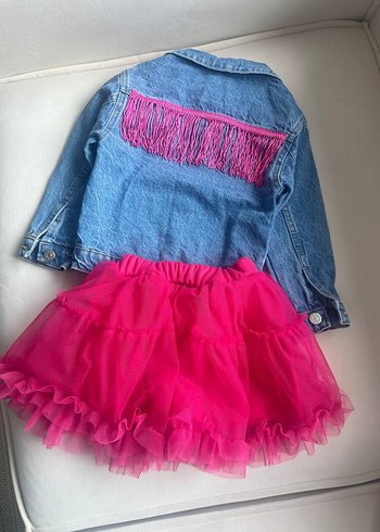 Püsküllü Kot Denim Bolero Takım/7-8 yaş - Görsel 9