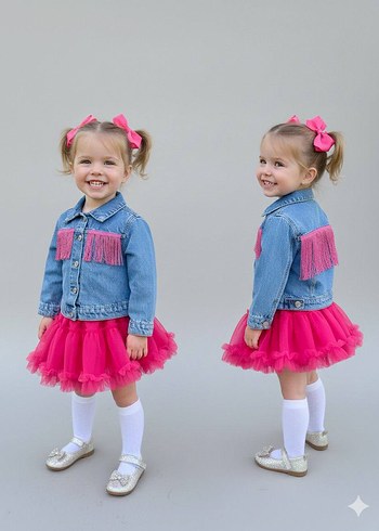 Püsküllü Kot Denim Bolero Takım/7-8 yaş - Görsel 3