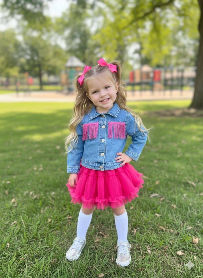 Püsküllü Kot Denim Bolero Takım/7-8 yaş - Görsel 4