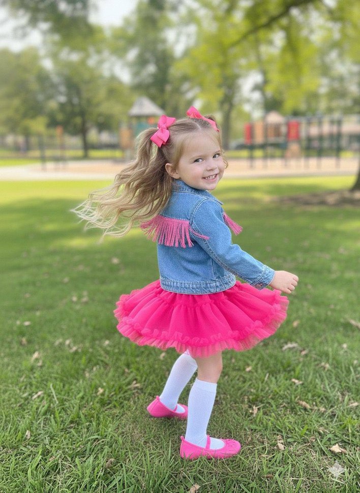 Püsküllü Kot Denim Bolero Takım/7-8 yaş - Görsel 5