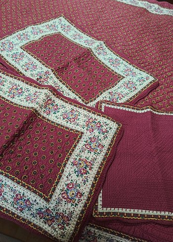 Bordo Nakışlı Yatak Örtüsü - Görsel 4