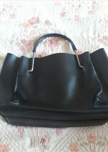 Siyah Deri Tokalı Kadın Çanta - Görsel 2