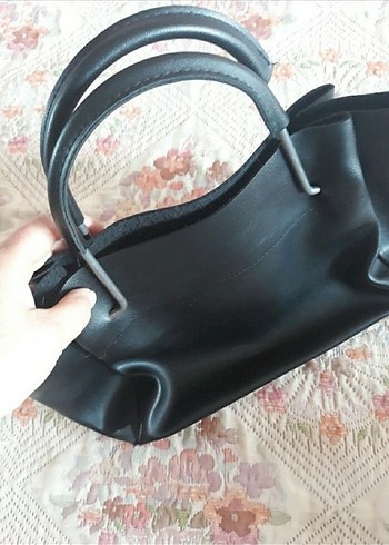 Siyah Deri Tokalı Kadın Çanta - Görsel 3