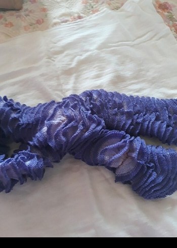 Mor Fırfırlı Triko Kadın Şal - Görsel 6