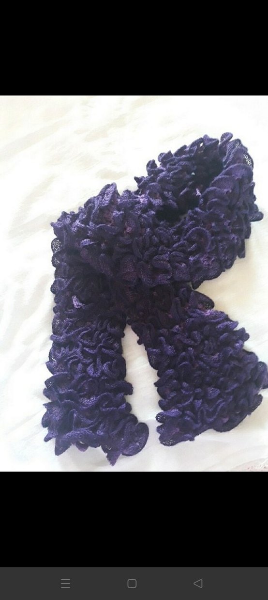 Mor Fırfırlı Triko Kadın Şal - Görsel 3