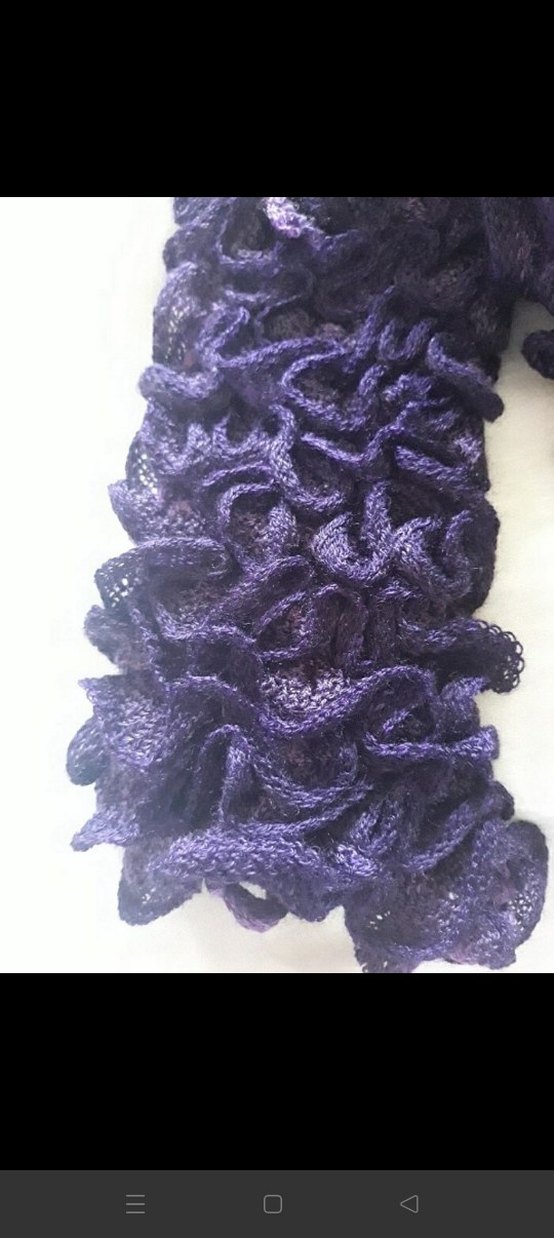 Mor Fırfırlı Triko Kadın Şal - Görsel 4