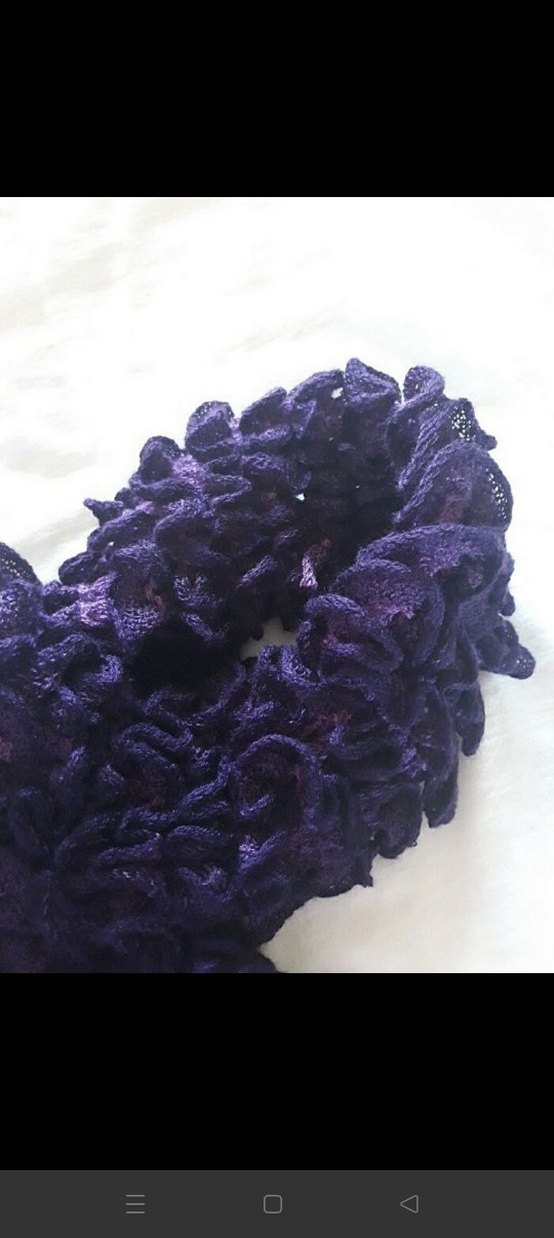 Mor Fırfırlı Triko Kadın Şal - Görsel 5